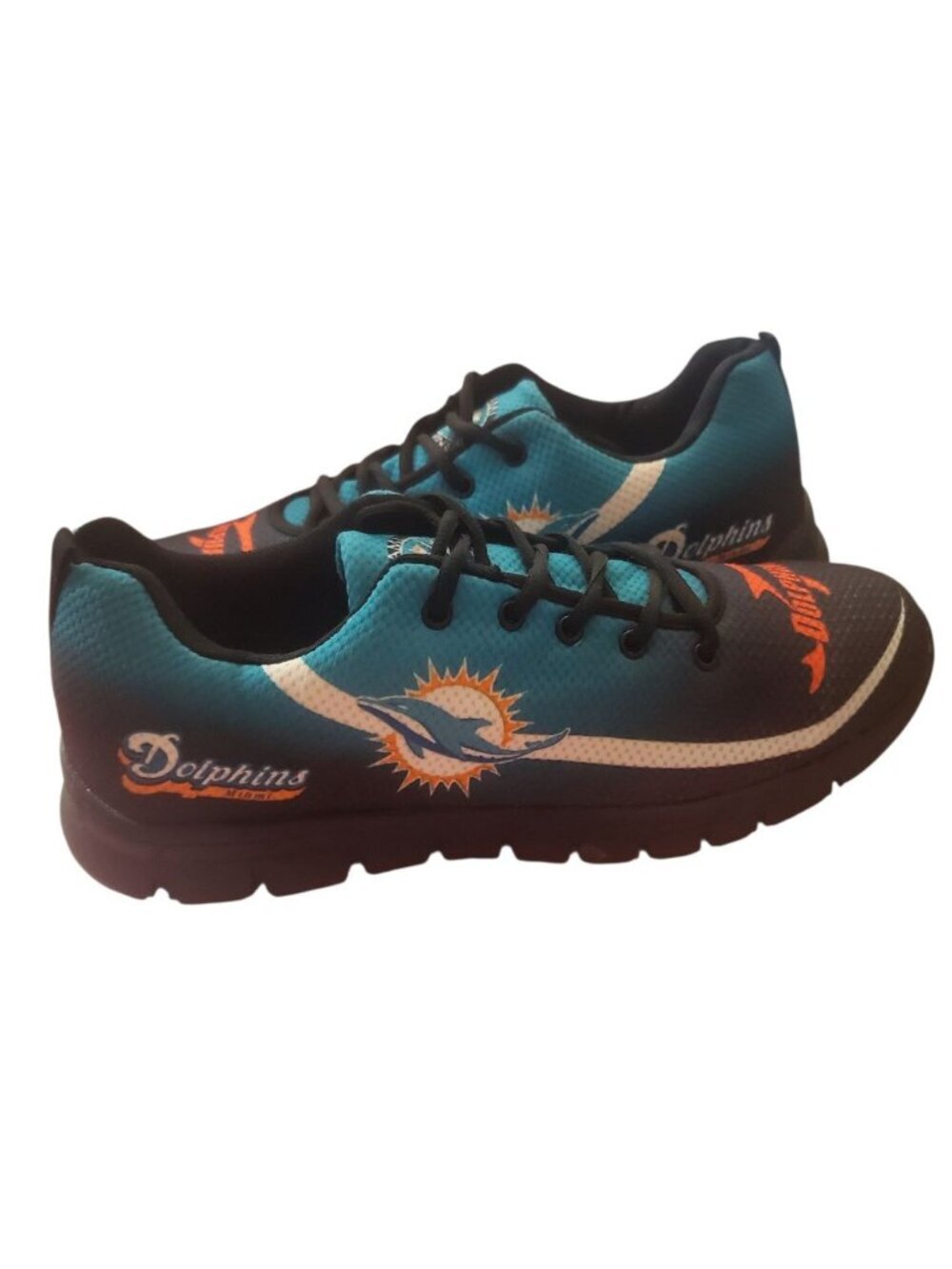 Miami Dolphins Fan Sneakers Sports Shoes Unisex Lightweight Teal/Blk Sze 44 - Picture 7 of 12